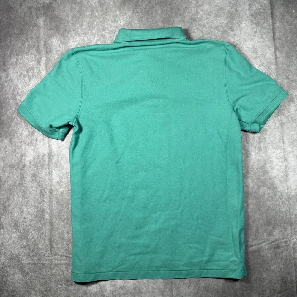 LL Bean Mens Medium Traditional Fit Pique Polo Shirt Teal Green Cotton Casual SS